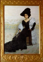 Retrato de Madame Agliano. Pintura de Edoardo Gelli (1852-1933), It.