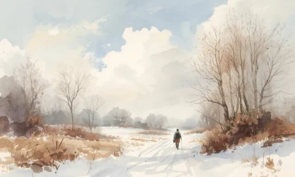 Passeio solitário de inverno