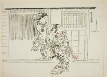 Pente Rashomon (Sashigushi Rashomon), no. 3 de uma série de 12 gravuras que representam paródias de peças de teatro