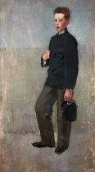 Retrato de um menino com uniforme do ensino médio