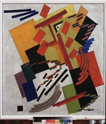 Composição abstrata. Pintura de Olga Rozanova (1886-1918), óleo sobre tela