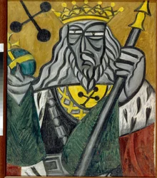 Roi de trefle (Rei dos clubes) - Peinture de Olga Vladimirovna Rozanova (1886-1918), huile sur toile (80,5x68 cm)