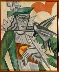 Valete de Copas - Pintura de Olga Vladimirovna Rozanova (1886-1918), óleo sobre tela (78,5x64,5 cm)