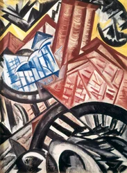 a fábrica e a ponte (óleo sobre tela)