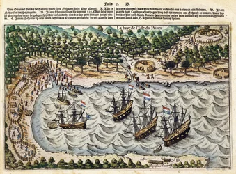 Vista do navio holandês no porto, c.1598-1602