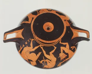 Kylix ático de figuras vermelhas, 500-450 aC (cerâmica)