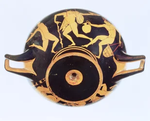 Kylix ático de figuras vermelhas, 500-480 aC (cerâmica)