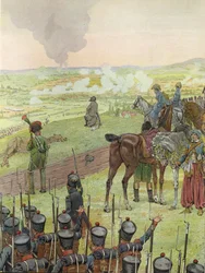 Napoleão, sentado em um tambor, na Batalha de Bautzen, 20-21 de maio de 1813