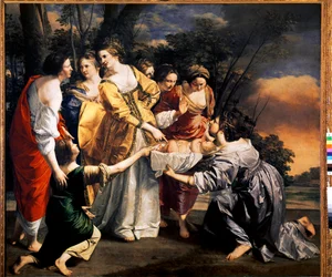 Moisés salva as águas do Nilo (óleo sobre tela