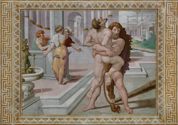 Hércules lutando contra Antaeus, detalhe
