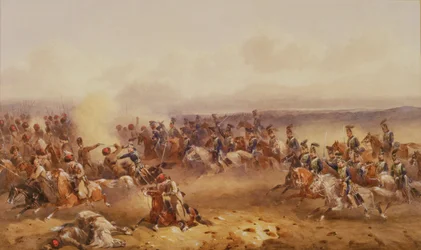 Um esquadrão do 10º hussardo derrota os russos em Tchernaya, 16 de agosto de 1855, c.1890