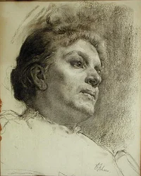 Cabeça de uma Mulher (carvão vegetal sobre papel)