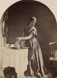 Moda inglesa no café da manhã, ca. 1860.