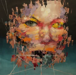 Distorted Color Model 2 , 2018-2025 (acrílico e óleo sobre tela)