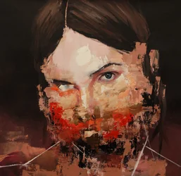 Distorted Model, 2019-24 (acrílico, pastel e óleo sobre tela)