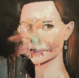 Distorted Natalie Portman, 2019-25 (acrílico, pastel e óleo sobre tela)