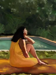 Serenidade com vestido amarelo