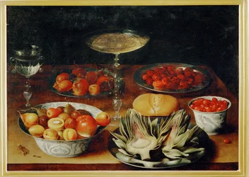 Alcachofras, frutos e chávenas (pintura)