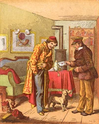 Pagando pela entrega de cartas, c1870