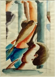 Cinco figuras entre colunas