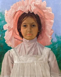 Rapariga com gorro rosa