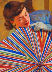 Guarda-chuva elegante às riscas para senhora