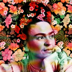 Retrato floral vibrante
