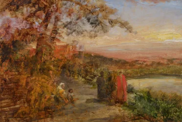 Cardeais Oswald Achenbach sobre o lago Albano