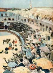 Uma tourada nas arenas de Nimes