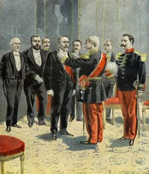 Emile Loubet recebe a insígnia de Grão-Mestre da Legião de Honra das mãos do General Davout