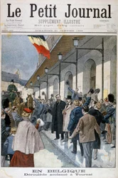 Paul Déroulède chegando no exílio em Tournai, Bélgica, 1900.