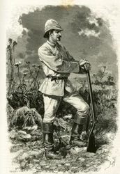 Retrato do Dr. Emile Holub, num fato de exploração, gravado por Tofani, para ilustrar a história "Au pays des Marutses", em 1875-1879, pelo Dr. Emile Holub (1847-1902). Publicado no Tour du monde, 2º semestre de 1883, editado por Edouard Charton (1807-1890