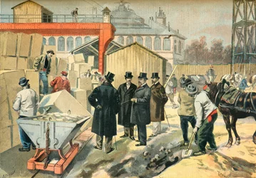 O Príncipe de Gales visita as obras de construção da Exposição de Paris de 1900