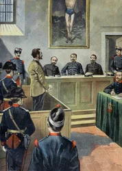 o anarquista Michele Angiolillo perante o conselho de guerra