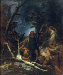 Sorcieres a une messe noire - Bruxas numa massa negra - Peinture de Ottaviano Dandini (ca 1706-1740), - Óleo sobre tela, 97x81,5 - Colecção Privada