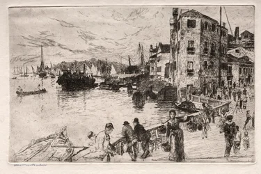 Gravuras de Veneza: Castello Quarters, Riva, século XIX.