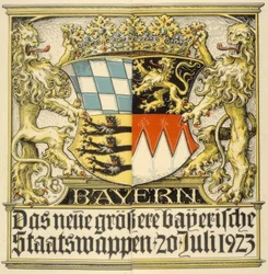O novo e maior brasão do estado da Baviera, 20 de Julho de 1923