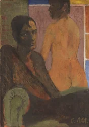 Auto-retrato com ato nas costas, ca 1929.