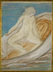 Frau im Boot (pintura sobre tela)
