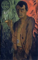 Autorretrato com pentagrama, c.1924 (têmpera sobre tela)