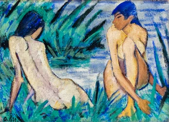 Duas raparigas nos canaviais, ca. 1920 (óleo sobre juta)