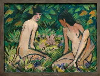 Jovens na natureza. Pintura de Otto Mueller