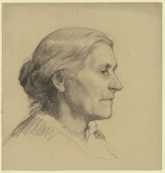 Retrato de uma senhora idosa virada para a direita