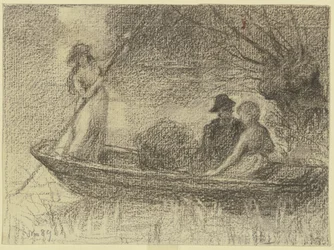 Casal numa barcaça