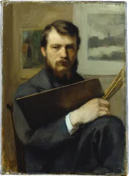 Autorretrato com paleta e pincéis