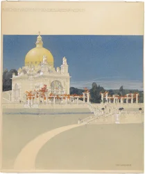 Igreja de São Leopoldo no Steinhof, projeto para concurso, perspetiva