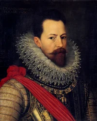 Retrato do condomínio Alexander (Alessandro) Farnese, Duque de Parma, Governador dos Países Baixos (1545-1592) Pintura de Octavius Van Veen (ou Vaenius ou Venius) (1556-1629) 1585 circa Sun. 0,58 X 0,48 m Bruxelas, Museu de Belas Artes