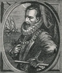 Retrato do condomínio Alexander (Alessandro) Farnese, Duque de Parma, governador dos Países Baixos (1545-1592), depois de Otto van Veen (1556-1629) (gravura)