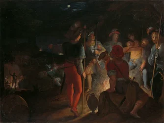 Os batavos cercam os regimentos do exército romano em Vetera Claudius Civilis sitia os romanos em Vetera Castra um de uma série de doze sobre a Insurreição dos Batavos contra os Romanos
