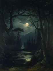 Uma Cena de Madeira à Lua